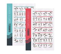 FitMate Dumbbell and Barbell Workout Exercise Poster, 2-Pack, Workout Routine with Free Weights, Home Gym Decor, Room Guide (16.5 x 25 Inch)