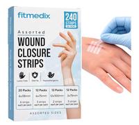 FitMedix Sterile Wound Closure Suture Strips Assorted - 4 Sizes (240 Strips / 56 Packs) Latex-Free, Hypoallergenic Skin Closure Strips for Minor Cuts, Lacerations & First Aid Kit