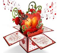 FITMITE Valentines Day Card, LIGHT & Romantic MUSIC Valentines Gift for Her Him Couple, Pop up Happy Valentine's Card