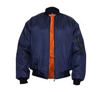 FiTMOST Men's Classic MA-1 Aviator Flying Bomber Jacket with Zipper Closure, Heavy Padded Military MA1 Style Biker Jacket(Navy)