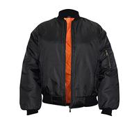 FiTMOST Men's Classic MA-1 Aviator Flying Bomber Jacket with Zipper Closure, Heavy Padded Military MA1 Style Biker Jacket(Black)