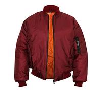 FiTMOST Men's Classic MA-1 Aviator Flying Bomber Jacket with Zipper Closure, Heavy Padded Military MA1 Style Biker Jacket(Maroon)