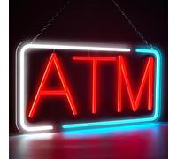 FITNATE 48 * 25cm LED ATM Sign for Wall Decor, Ultra Bright Neon Sign, Business Billboards for Bank Supermarkert Covenience Store, USB Powered with Light+/- Switch