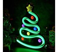 FITNATE Christmas Tree Infinity Lights, 50×39cm, Tunnel Mirror Neon Sign with 10 Brightness Modes, Xmas Neon Light Signs for Holiday Party, Living Room, Bedroom Decoration