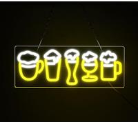 FITNATE Neon Bar Sign, Beer LED Neon Light for Wall Decor, Dimmable USB-Powered Art Deco Light, Durable & Energy-Efficient, Home Bar & Party Decor