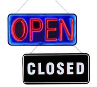 FITNATE Open & Closed Neon Signs, 54x25cm, Double-Sided Infinity Mirror LED Light Sign for Business, 10 Lighting Modes, Plug-in 12V/2A Safe Power Supply, Hanging Chain Included