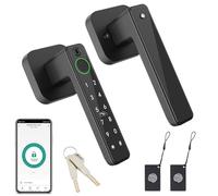 FITNATE Smart Fingerprint Door Lock 5-in-1, Matte Black, Biometric Code Door Lock with Fingerprint/APP/IC Card/Code/Key, Easy to Install, for Bedroom, Home, Hotel, Office, Apartment