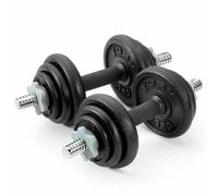 York Fitness 20 kg Cast Iron Spinlock Dumbbell - Adjustable Hand Weights Set (Pack of 2) - Black