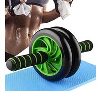 Fitness Ab Abdominal Exercise Roller With Extra Thick Knee Pad Mat Body Fitness Strength Training Machine AB Wheel Home/Gym (Green/Black)