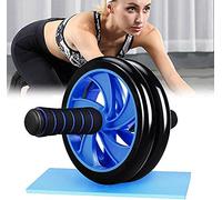 Fitness Ab Abdominal Exercise Roller With Extra Thick Knee Pad Mat Body Fitness Strength Training Machine AB Wheel Home/Gym (Blue/Black)