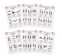 Fitness Action Charts - Exercise Posters for Dorm | Complete 6 Piece Guide, Dumbbell Training Visuals, Yoga Workout Reference, Compact 10x8inch Size, Home Gym Decor