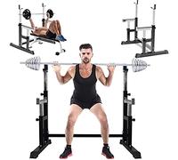 Fitness aid Dumbbell Bench Multi-Function Barbell Rack, Adjustable Squat Stand, Dipping Station, Weight Lifting Rack, Weight Plates Storage, Home Gym Weight Bench Press Stand