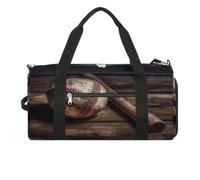 Fitness Bag,Baseball on Wooden Print Gym Bag,sports Travel Fitness Bag,essentials Gym Bag,gym Bag with Shoe Compartment, style, One Size, Modern