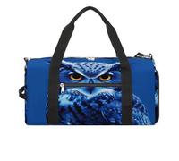 Fitness Bag,Blue Owl Print Gym Bag,sports Travel Fitness Bag,essentials Gym Bag,gym Bag with Shoe Compartment, style, One Size, Modern