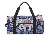 Fitness Bag,Boho Elephant Print Gym Bag,sports Travel Fitness Bag,essentials Gym Bag,gym Bag with Shoe Compartment, style, One Size, Modern