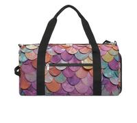Fitness Bag, Mermaid Scales Background Print Reusable Gym Bag Sports Travel Fitness Bag Essentials Gym Bag with Shoe Compartment, style, One Size