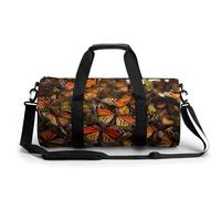 Fitness Bag, Monarch Butterflies Print Reusable Gym Bag Sports Travel Fitness Bag Essentials Gym Bag with Shoe Compartment, style, 17.7in/9in/9in