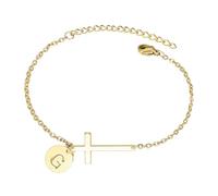 Fitness Bracelet, Blood Pressure Monitor, Gold Initial Bracelet Jewellery for Teen Girls, Fashionable and Elegant Design Choice Christ Leather Bracelet (G, One Size)