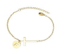 Fitness Bracelet, Blood Pressure Monitor, Gold Initial Bracelet Jewellery for Teen Girls, Fashionable and Elegant Design Choice Christ Leather Bracelet (F, One Size)