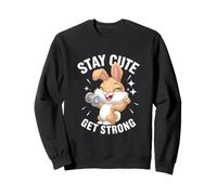 Fitness Bunny Gym Lovers STAY CUTE GET STRONG Funny Rabbit Sweatshirt