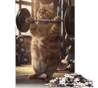 Fitness Cat Workout Fit Jigsaw Puzzles for Adults Kids. 1000 Piece Great Challenge Toy Educational Games Home Decoration for Educational Games 1000pcs (38x26cm)