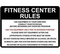 Fitness Center Rules Use Equipment At Your Own Risk Vintage Metal Sign 8x12 inches