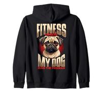 Fitness Coach My Dog Runs The Program Pug Zip Hoodie