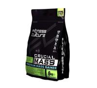 Fitness Culture Crucial Mass Gainer Protein Powder, Strawberry Flavour 6kg, Weight Gainer with Added BCAAs and Creatine Monohydrate for Muscle Building