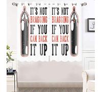 Fitness Curtains Fitness Sliding Door Curtains Sports Affirmation Positive Quotes Motivational Room Darkening Curtains Panels for Living Room 52 x 63 Inches, 2 Panels CLWYMN228