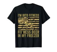 Fit'ness Deer in My Freezer Camo Deer Hunting USA Flag T-Shirt