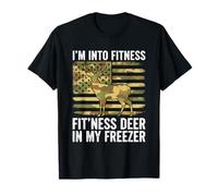 Fit'ness Deer in My Freezer Deer Hunting Camo American Flag T-Shirt