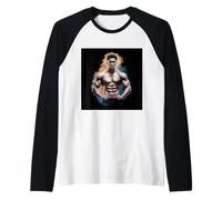 Fitness Design Muscular Bodybuilder Man Raglan Baseball Tee