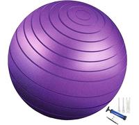 Fitness Exercise Yoga Ball in Multiple Color for Workout, Pregnancy, Stability - Anti-Burst Swiss Balance Ball w/Quick Pump - Fitness Ball Chair for Office, Home, Gym Equipment (Purple)
