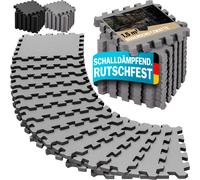 MONZANA® 18x Fitness Floor Protection Mats with Edge Pieces | 30x30cm Non-Slip EVA Foam Puzzle Mat | Training Mats Fitness Equipment 1.5m² | 18pc Grey