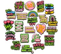 Fitness Flowers Butterfly Plants Jesus Make-up Teacher Motivational Phrases Shoe Charms Fit for Croc Clog Sandals Decoration, S, Polyvinyl Chloride, No Gemstone