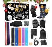 Fitness Gear Advent Calendar 2025-24-Day Workout Box | Fițness -themed Christmas ț Caleñdar With Jump Rope, Resistance Band, Gloves, Headband | Gym Training Ğear For Men Women Teens