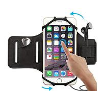 Fitness Guru Running Armband Compatible with iPhone X, Xs Max XR, iPhone 8 Plus, 8, 7 Plus, 6 Plus, Galaxy S9 Plus, 180° Rotatable with Key Pocket & Earphone Holder Armband for Hiking Biking Walking