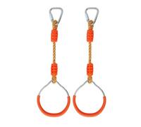 Fitness Gymnastic Ring Swing Monkey Bar Fists Trapeze Obstacle Course For Backyard Outdoor Indoor Jungle Home Gym, 2 Pack Orange Hang Ninja Rope Rings Warrior Accessories Playground Training Equipment