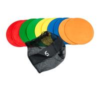 Fitness Health Flat Set of 10 Round Disc Markers - Strong, Durable & Thick Rubber Discs - 21cm Multi-Coloured Discs - Non-Slip Spot Markers For Outdoor, Indoor Use - Suitable for Hard, Soft Surfaces