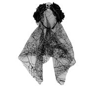Fitness Heavyweight Halloween Rose Flowers Headband of the Dead Costume Mexican Gothic Crown Skeleton Lace Headdress Costume Cosplay Girls Headdress Wedding Accessories It (Black, One Size)