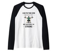 Fitness Humor, Not Because I'm Strong, Workout Journey Raglan Baseball Tee