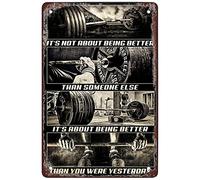 Fitness It's Not About Being Better Sign Funny Tin Sign Bar Pub Diner Cafe Wall Decor Home Decor Art Poster Retro Vintage 8x12 Inches