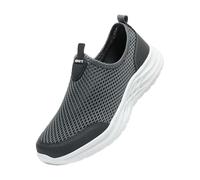 Fitness Jogging Shoes Men's Summer Running Shoes Slip On Sneakers Soft Sole Trainers Mesh Sports Shoes Breathable Lightweight Walking Shoes Tennis Shoes Plain Casual Shoes, darkgray, 12 UK