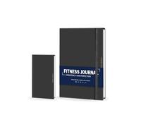 Fitness Journal, Workout Journal for Women & Men, Hard Cover Leather Fitness Planner, Workout Log Book With Gym Goals, Calendar, Progress Tracker (Black)