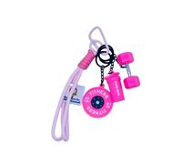 Fitness Keychain Silicone Barbell Key Chain with Rope Handle for Gym Lover, Pink, S