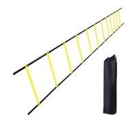 Fitness Ladder - Workout Speed Trainer, 12 Rung Equipment, Football Practice Tool, 19.6 Foot Length, Body Coordination Booster, Gym Outdoor Exercise, Sports Conditioning Aid, Yellow Flat Rungs Style