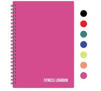 Fitness Logbook - Thick Plastic Cover - 160 Pages - A5 Undated Workout Journal For Men & Women - Planner Log Book To Track Weight Loss, Muscle Gain, Gym Exercise, Bodybuilding Progress - Pink