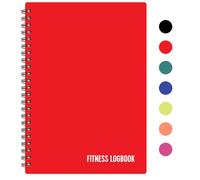 Fitness Logbook - Thick Plastic Cover - 160 Pages - A5 Undated Workout Journal For Men & Women - Planner Log Book To Track Weight Loss, Muscle Gain, Gym Exercise, Bodybuilding Progress - Red