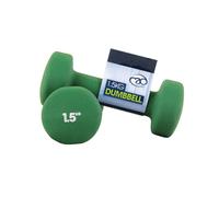 Fitness Mad 1.5kg Neoprene Dumbbells - Green (Pair) Size: 1.5KG, Colour: Green