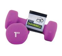 Yoga Mad Pair of Purple 1Kg Neoprene Dumbbells Fitness Exercise Weights Strength